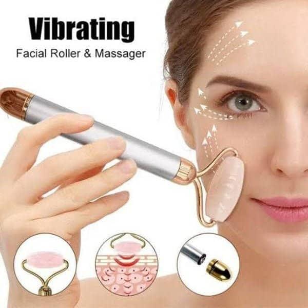 Vibrating Jade Roller – Reduce Puffiness & Wrinkles with Relaxing Facial Massage, Promote Glowing Skin, Boost Circulation & Skincare Absorption – Spa-Quality Beauty Tool for Home & Travel ✨