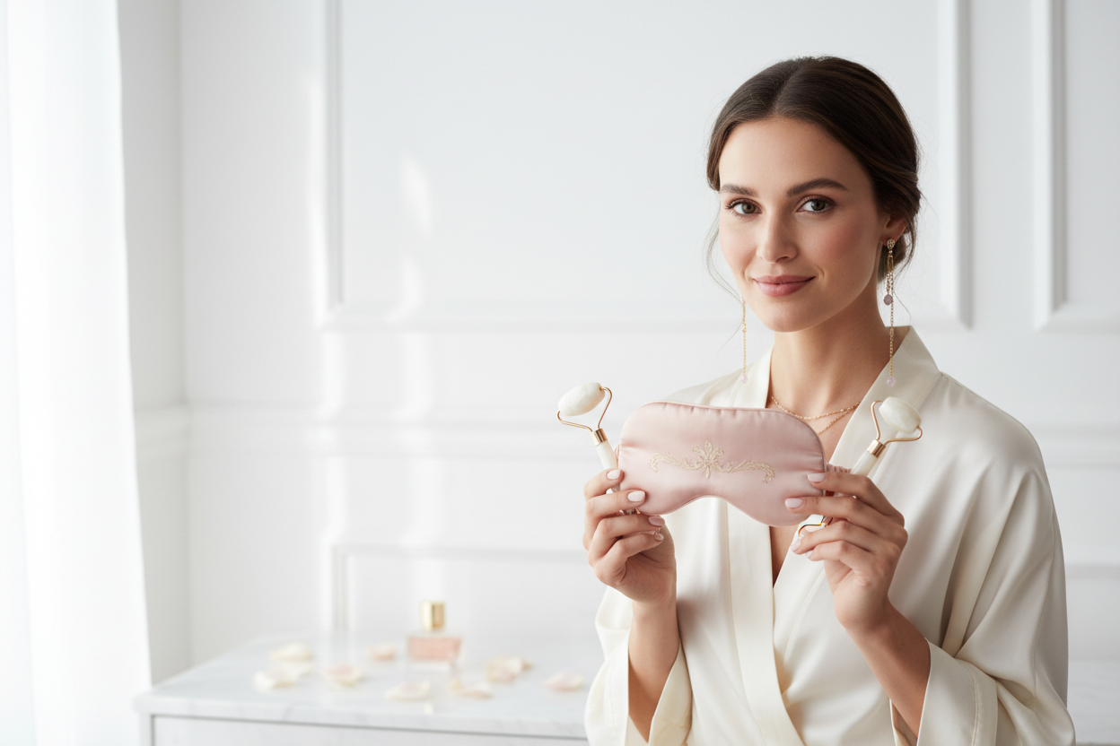 Premium feminine hero image for luxury beauty accessories brand